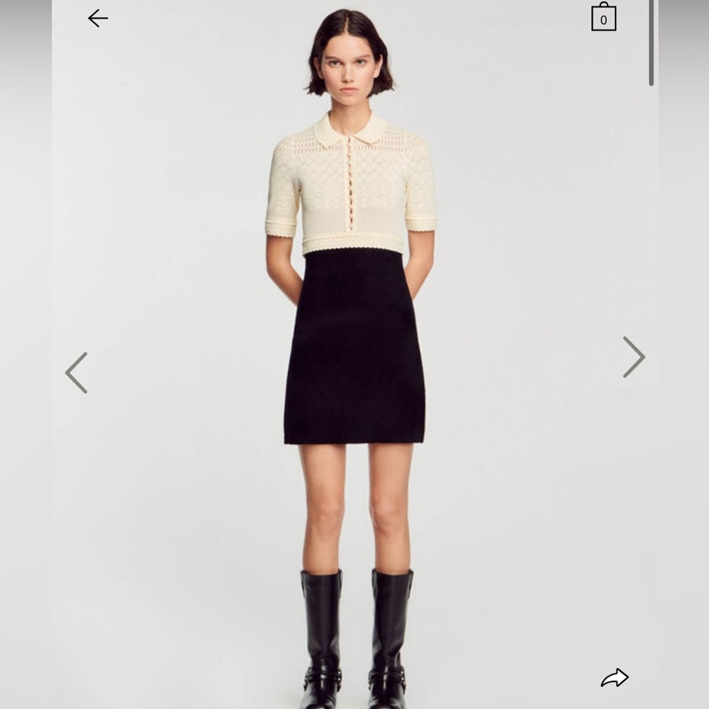 Short two-tone knit dress